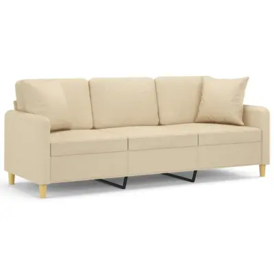 kavč - Sofa - Kanape trosed z blazinami krem 180 cm blago