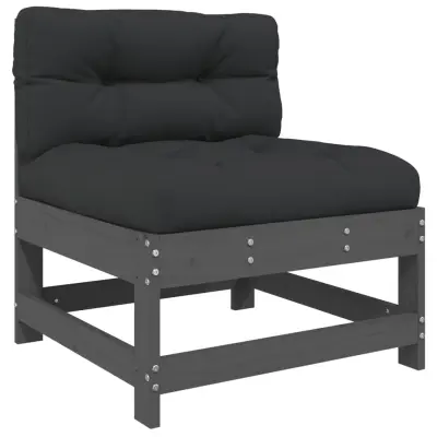 Sredinski kavč - Sofa - Kanape z blazinami siv trden borov les