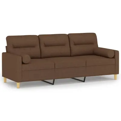 kavč - Sofa - Kanape dvosed z blazinami rjav 180 cm blago