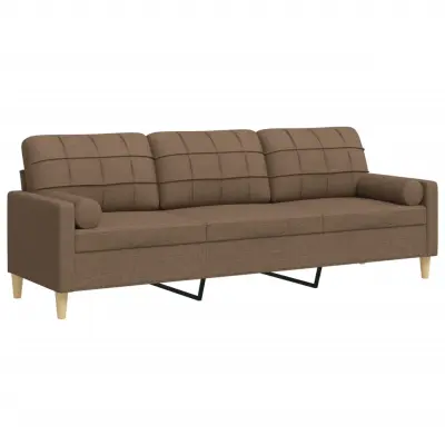 kavč - Sofa - Kanape dvosed z blazinami rjav 210 cm blago