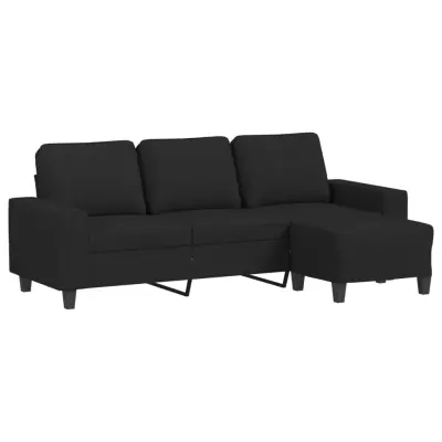 kavč - Sofa - Kanape s stolčkom za noge črn 180 cm blago