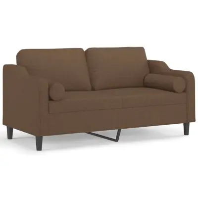kavč - Sofa - Kanape dvosed z blazinami rjav 140 cm blago