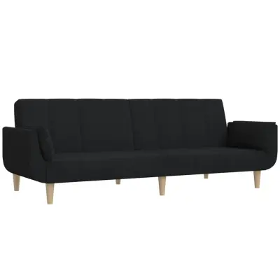 kavč - Sofa - Kanape dvosed z ležiščem in dvema blazinama črno blago