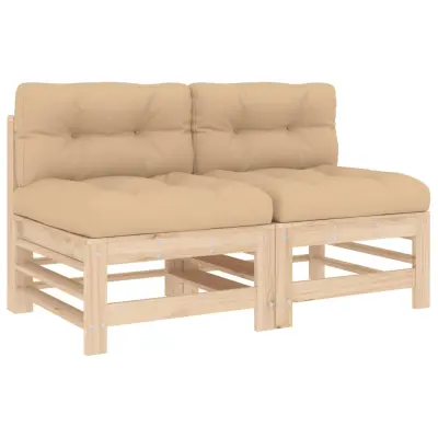 Sredinski kavč - Sofa - Kanape z blazinami 2 kosa trdna borovina