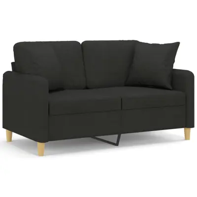 kavč - Sofa - Kanape dvosed z blazinami črn 120 cm blago