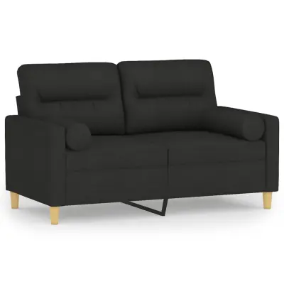 kavč - Sofa - Kanape dvosed z blazinami črn 120 cm blago