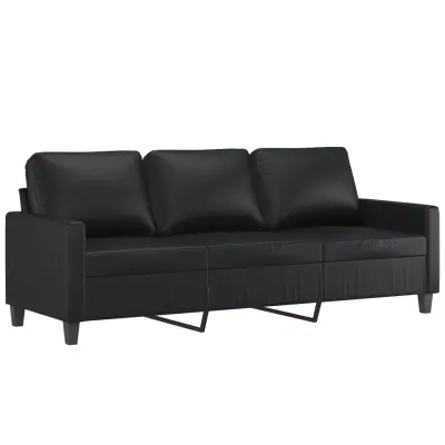 kavč - Sofa - Kanape trosed črn 180 cm umetno usnje