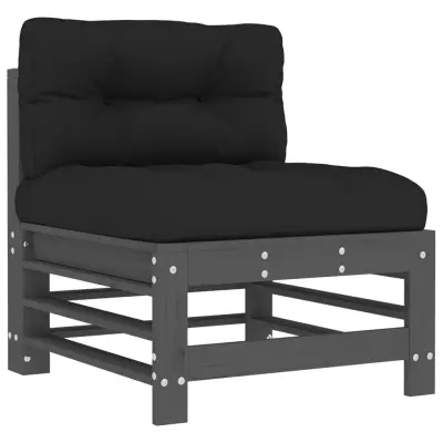 Sredinski kavč - Sofa - Kanape z blazinami siv trden borov les