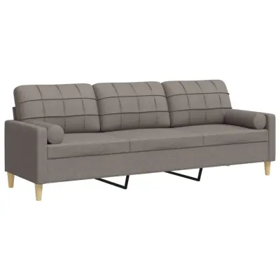 kavč - Sofa - Kanape trosed z okrasnimi blazinami taupe 210 cm blago