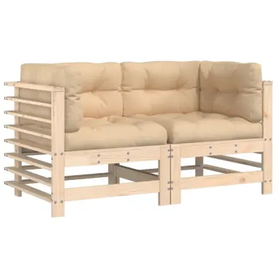 Kotni kavč - Sofa - Kanape z blazinami 2 kosa trdna borovina