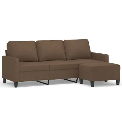 kavč - Sofa - Kanape s stolčkom za noge rjav 180 cm blago