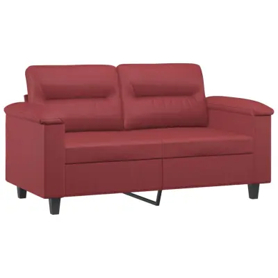 kavč - Sofa - Kanape dvosed vinsko rdeč 120 cm umetno usnje