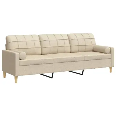 kavč - Sofa - Kanape trosed z blazinami krem 210 cm blago