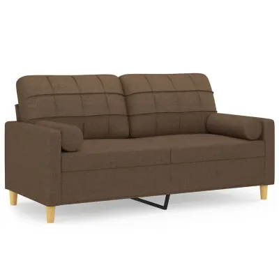 kavč - Sofa - Kanape dvosed z blazinami rjav 140 cm blago
