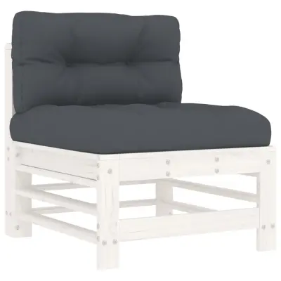 Sredinski kavč - Sofa - Kanape z blazinami bel trden borov les