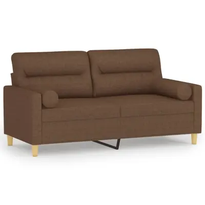 kavč - Sofa - Kanape dvosed z blazinami rjav 140 cm blago