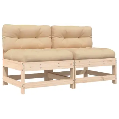 Sredinski kavč - Sofa - Kanape z blazinami 2 kosa trdna borovina