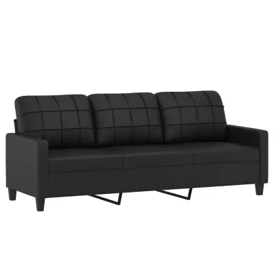 kavč - Sofa - Kanape trosed črn 180 cm umetno usnje