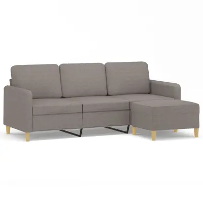 kavč - Sofa - Kanape trosed s stolčkom za noge taupe 180 cm blago