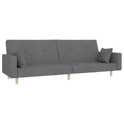 kavč - Sofa - Kanape dvosed z ležiščem in dvema blazinama svetlo sivo blago