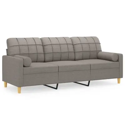kavč - Sofa - Kanape dvosed z okrasnimi blazinami taupe 180 cm blago