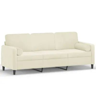 kavč - Sofa - Kanape trosed z okrasnimi blazinami krem 180 cm žamet
