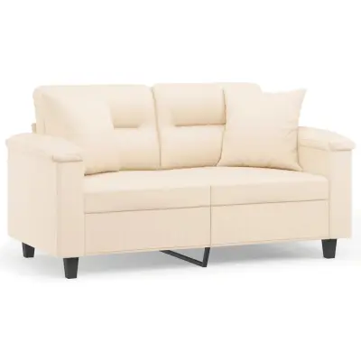 kavč - Sofa - Kanape dvosed z blazinami bež 120 cm tkanina iz mikrovlaken