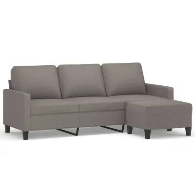 kavč - Sofa - Kanape trosed s stolčkom za noge taupe 180 cm blago