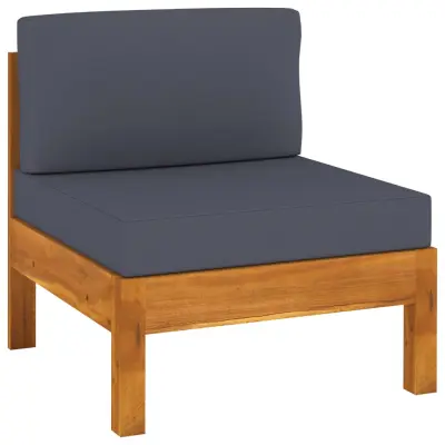 Sredinski kavč - Sofa - Kanape 2 kosa s temno sivimi blazinami trdna akacija