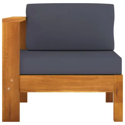 Sredinski kavč - Sofa - Kanape z 1 naslonjalom za roke temno siv trdna akacija