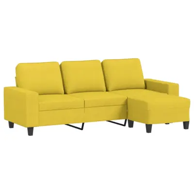 kavč - Sofa - Kanape trosed s stolčkom za noge rumen 180 cm blago