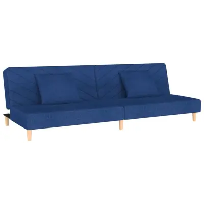 kavč - Sofa - Kanape dvosed z ležiščem in dvema blazinama modro blago
