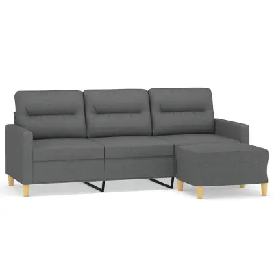 kavč - Sofa - Kanape trosed s stolčkom za noge temno siv 180 cm blago