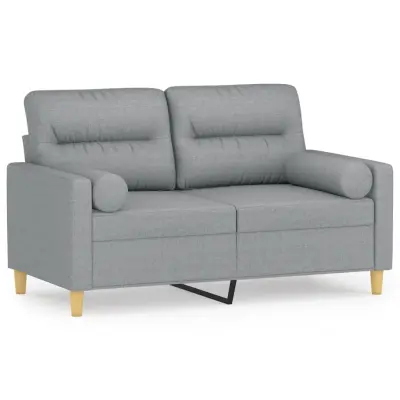 kavč - Sofa - Kanape dvosed z blazinami svetlo siv 120 cm blago