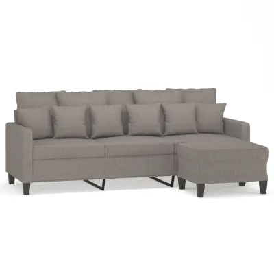 kavč - Sofa - Kanape trosed s stolčkom za noge taupe 180 cm blago