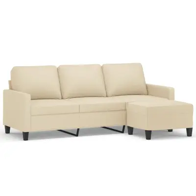 kavč - Sofa - Kanape trosed s stolčkom za noge krem 180 cm blago