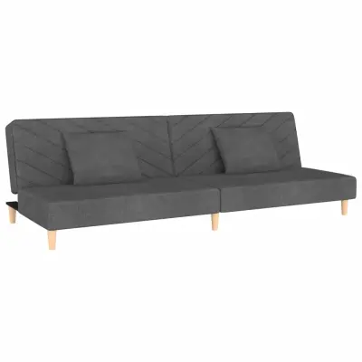 kavč - Sofa - Kanape dvosed z ležiščem in dvema blazinama temno sivo blago
