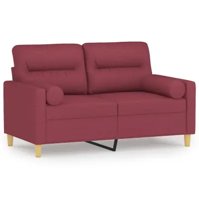 kavč - Sofa - Kanape dvosed z blazinami vinsko rdeč 120 cm blago