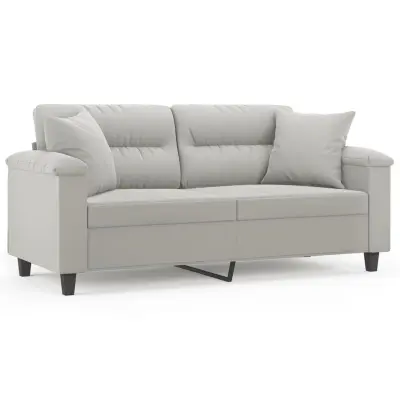 kavč - Sofa - Kanape dvosed z blazinami sv. siv 140 cm tkanina iz mikrovlaken