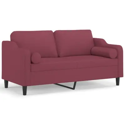 kavč - Sofa - Kanape dvosed z blazinami vinsko rdeč 140 cm blago