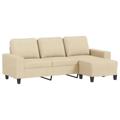 kavč - Sofa - Kanape trosed s stolčkom za noge krem 180 cm blago