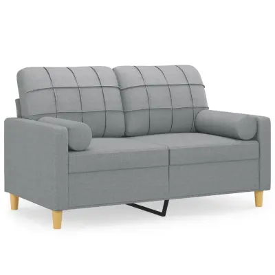 kavč - Sofa - Kanape dvosed z blazinami svetlo siv 120 cm blago