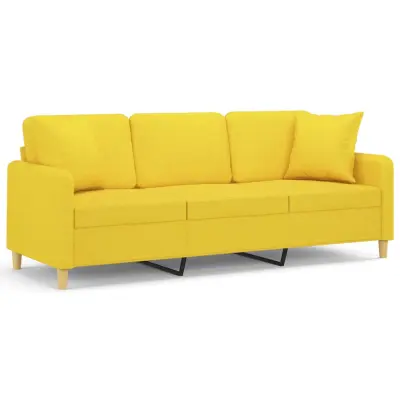 kavč - Sofa - Kanape trosed z blazinami svetlo rumen 180 cm blago