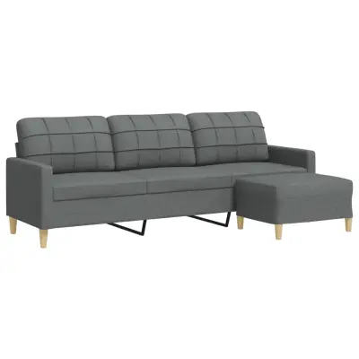 kavč - Sofa - Kanape s stolčkom za noge temno siv 210 cm blago