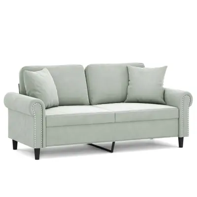 kavč - Sofa - Kanape dvosed z okrasnimi blazinami svetlo siv 140 cm žamet