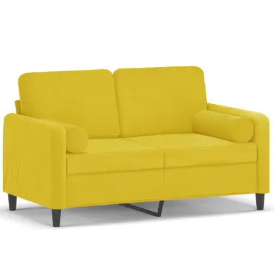kavč - Sofa - Kanape dvosed z okrasnimi blazinami rumen 120 cm žamet