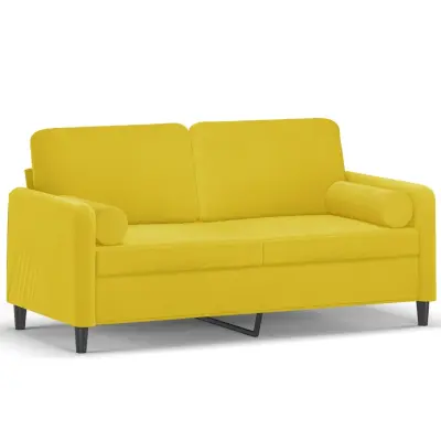 kavč - Sofa - Kanape dvosed z okrasnimi blazinami rumen 140 cm žamet