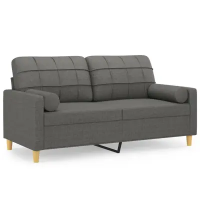 kavč - Sofa - Kanape dvosed z blazinami temno siv 140 cm blago
