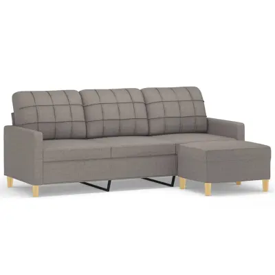 kavč - Sofa - Kanape trosed s stolčkom za noge taupe 180 cm blago