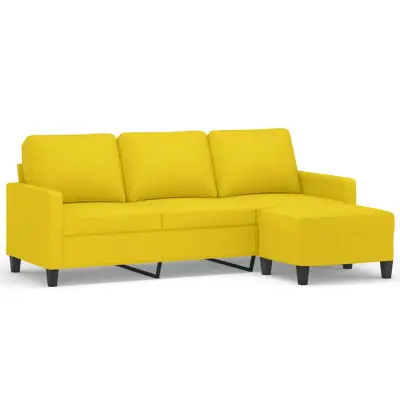 kavč - Sofa - Kanape trosed s stolčkom za noge rumen 180 cm blago
